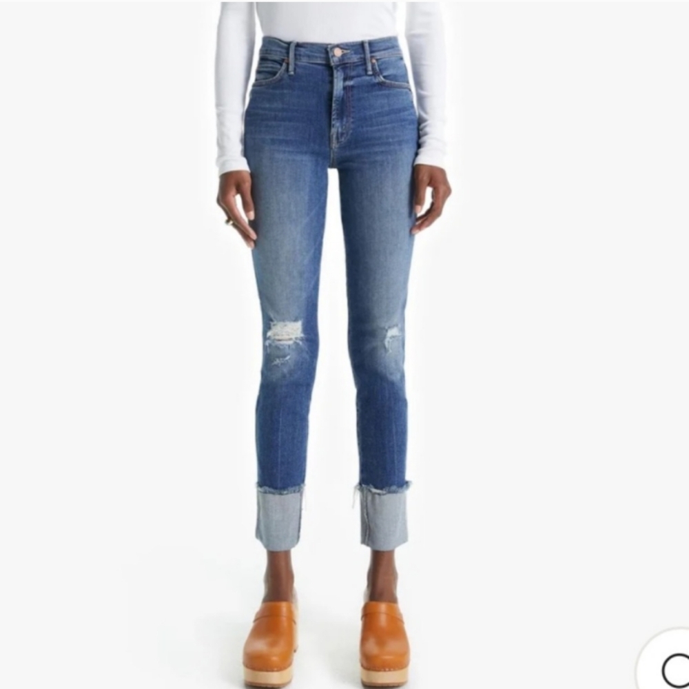 Mother The Ponyboy Cuffed Jeans, Mid Rise, in Tequila Truth, Size 26